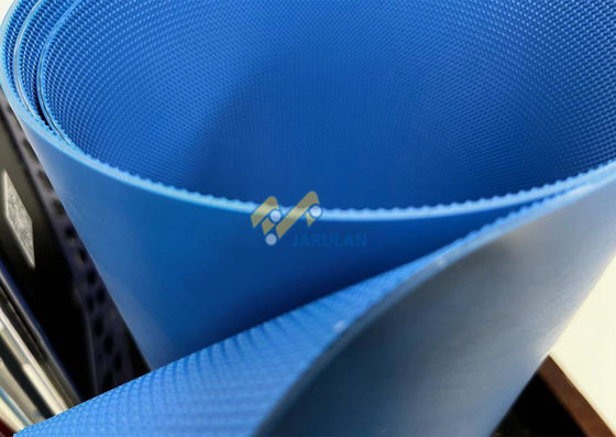 Antibacterial Rice Grain Pattern Conveyor PU Belt Blue Color For Food Industry
